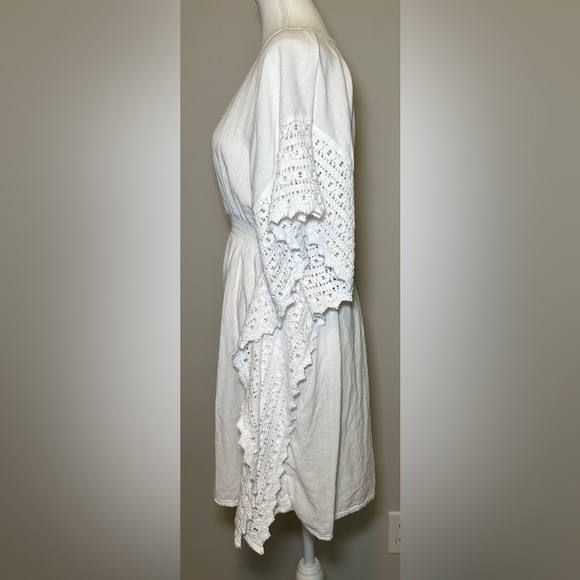 Seaspice Isla Cover Mini Dress White Boho Crochet Lace Cotton Beach Dress XL - Picture 9 of 14